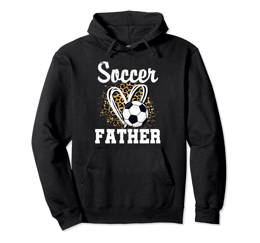 Soccer Father Leopard Heart Matching Hoodie - Fun Novelty Design Men Women