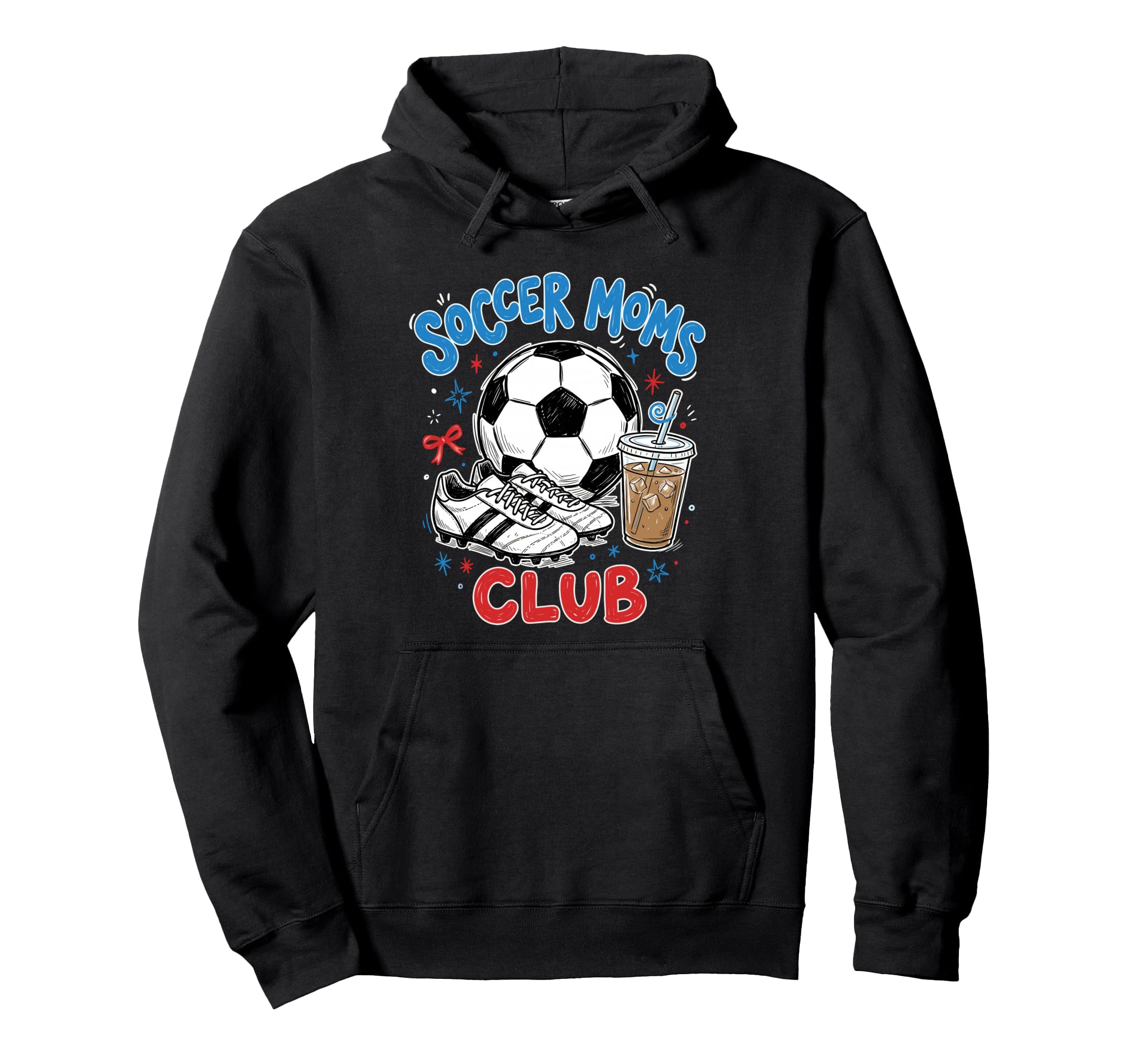 Soccer Moms Club Iced Coffee Cleats Hoodie - Minimalist Print for Adults