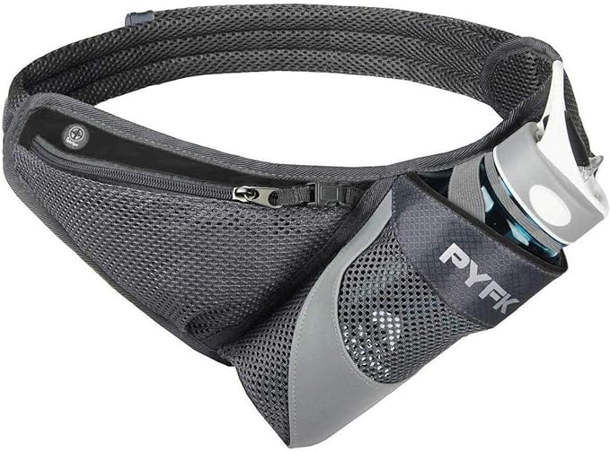 PYFK Running Belt Hydration Waist Pack with Water Bottle Holder for Men Women Waist Pouch Fanny Bag Reflective