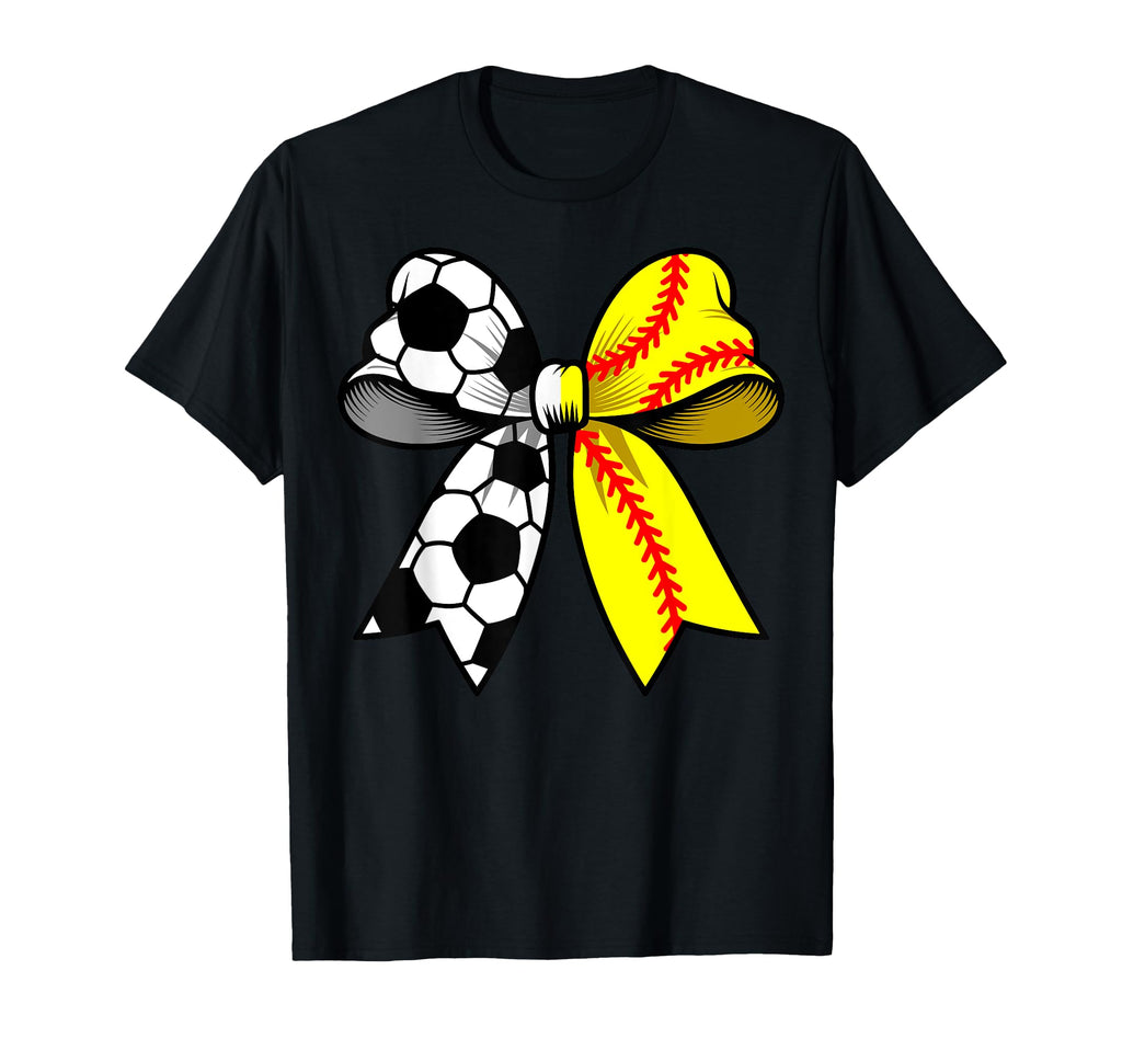Soccer Softball Coquette Bow T-Shirt - Casual Everyday Wear Men Women