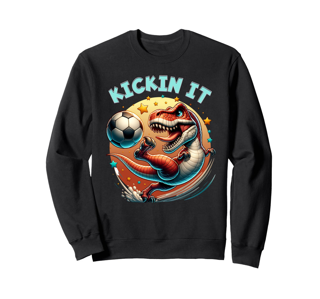 Kickin It T Rex Dinosaur Sweatshirt - Casual Everyday Wear Men Women