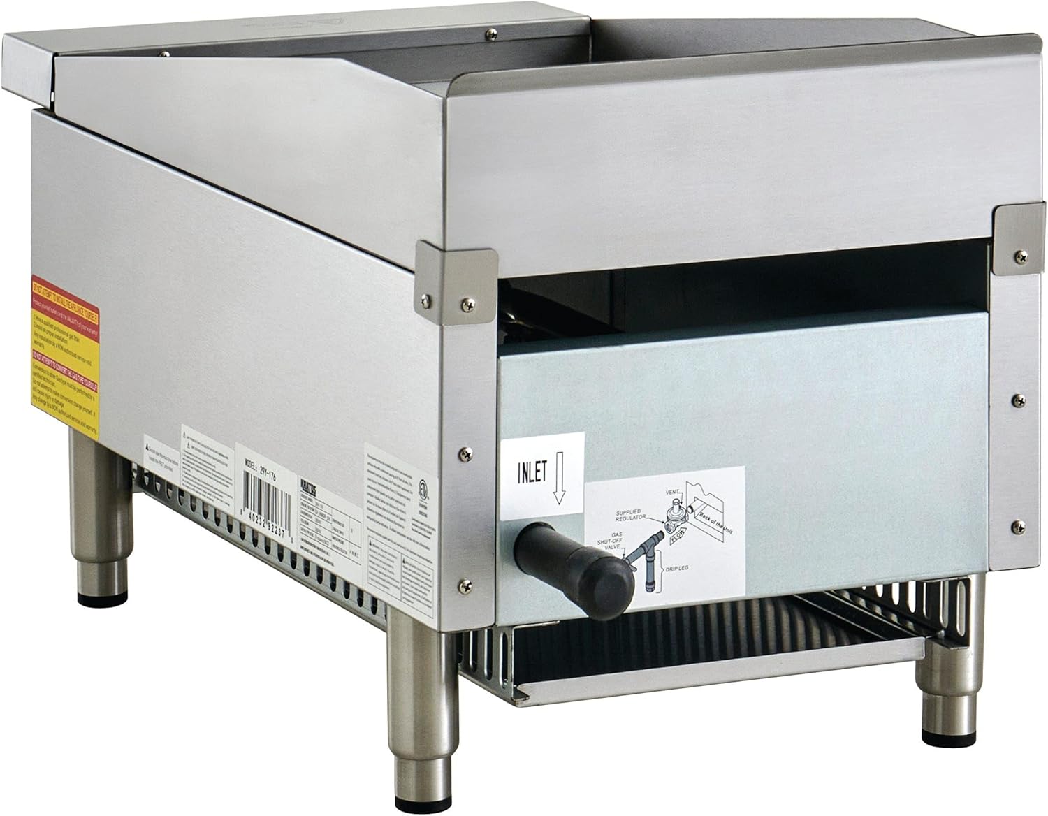 Kratos 29Y-176 15" Commercial Restaurant Gas Countertop Griddle, Manual Controls, 1 Burner, 30,000 BTU Output
