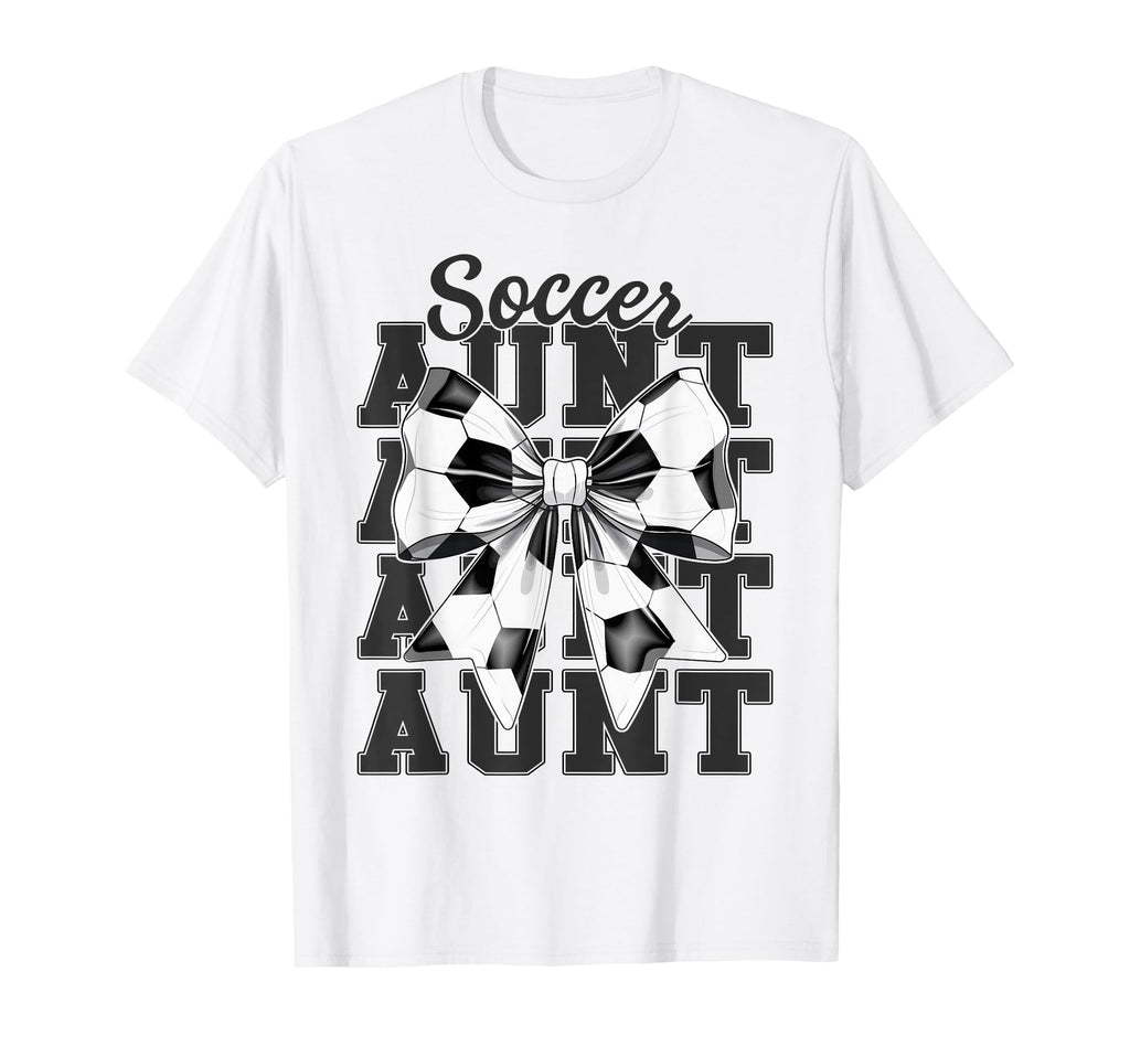 Soccer Aunt Auntie Coquette Bow T-Shirt - Streetwear Style for Adults