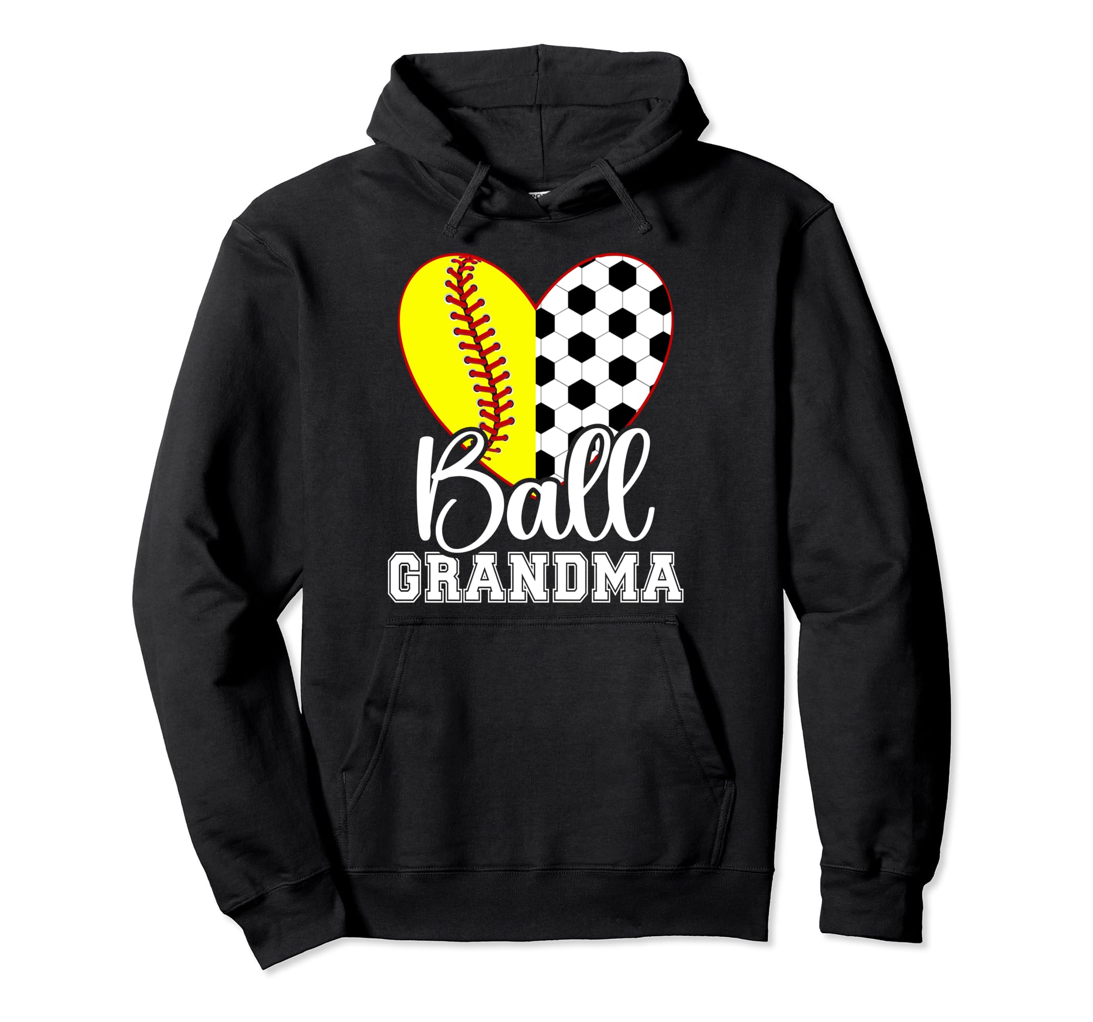 Ball Grandma Heart Soccer Softball Hoodie - Custom Art Print for Adults