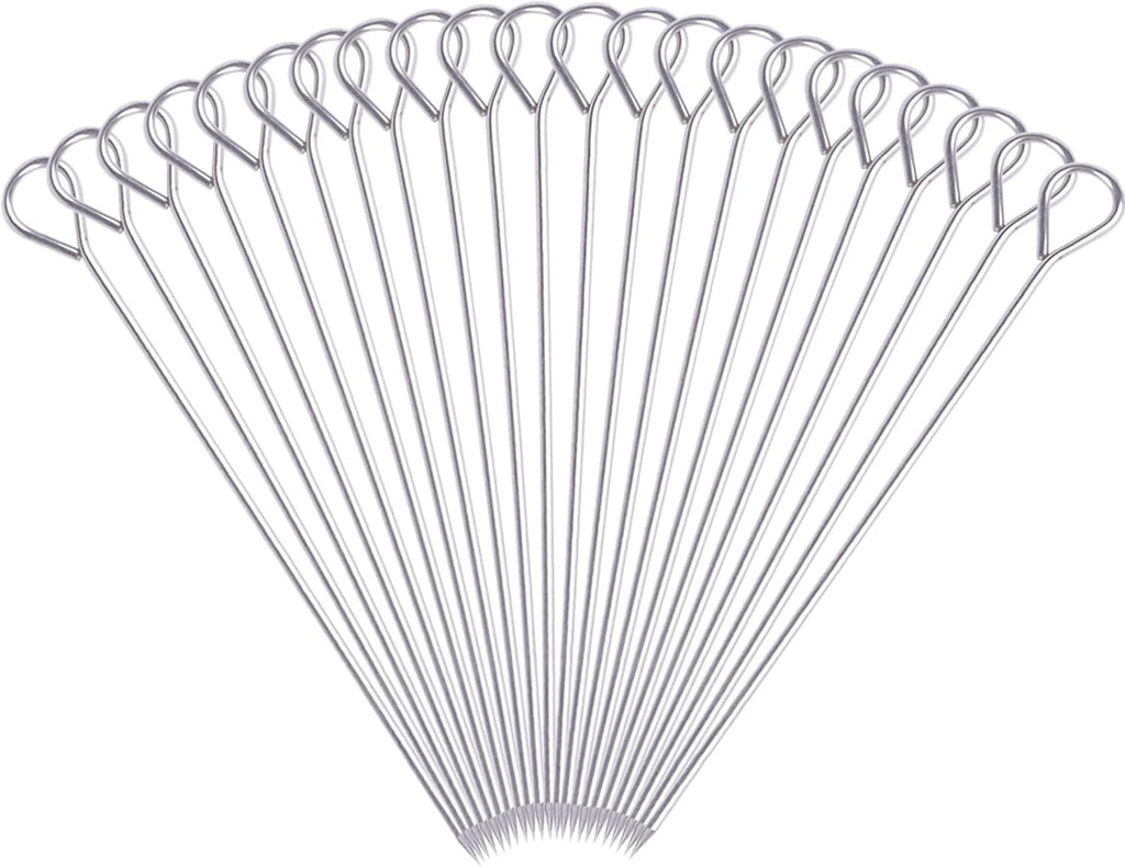 BBQ Skewers - Reusable Stainless Steel 8 Inch Skewers for Grilling Kebob Meat, Chicken, Vegetable Appetiser - Pack of 30