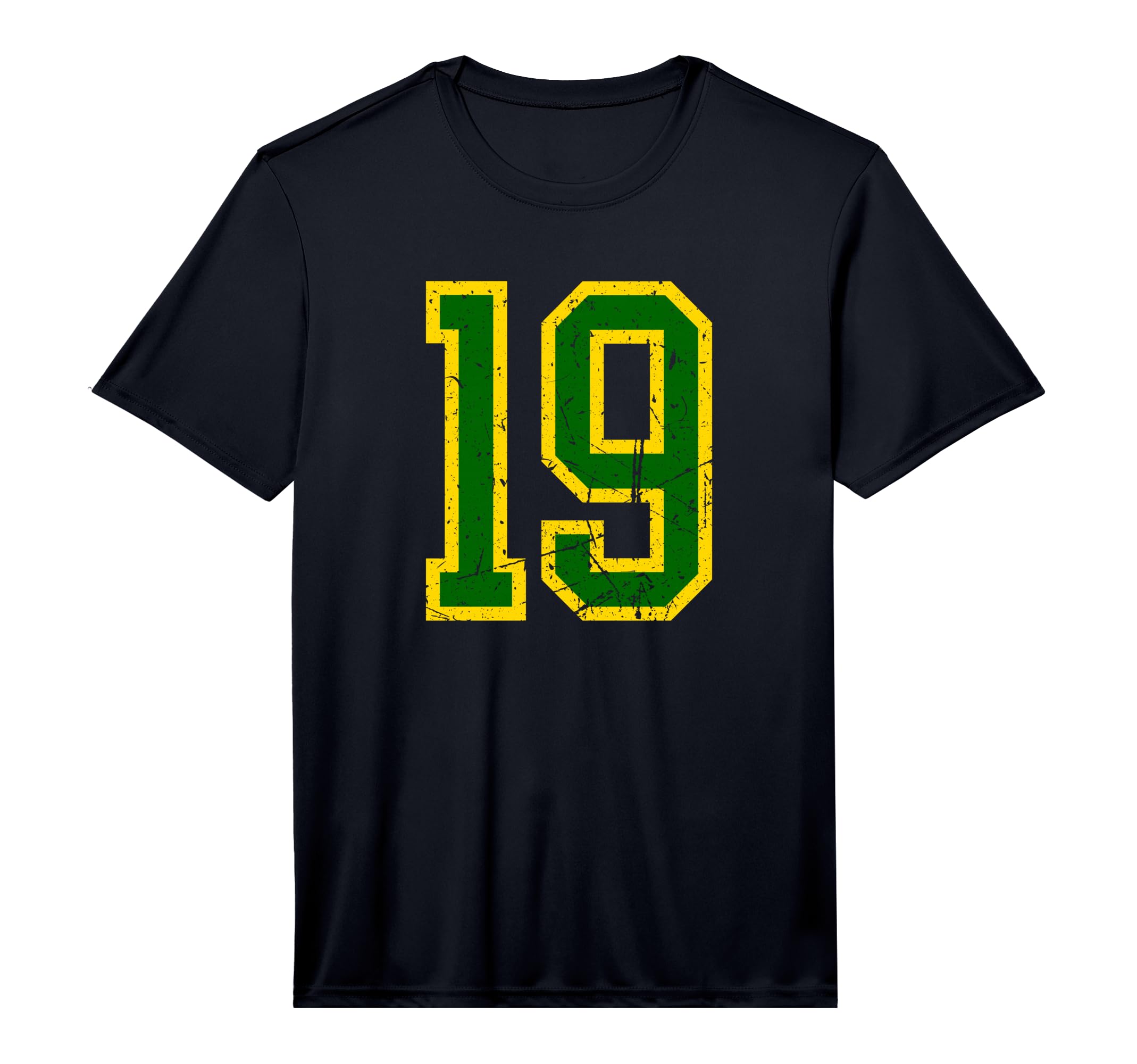 Distressed Green Yellow Sports Team T-Shirt - Minimalist Print Unisex