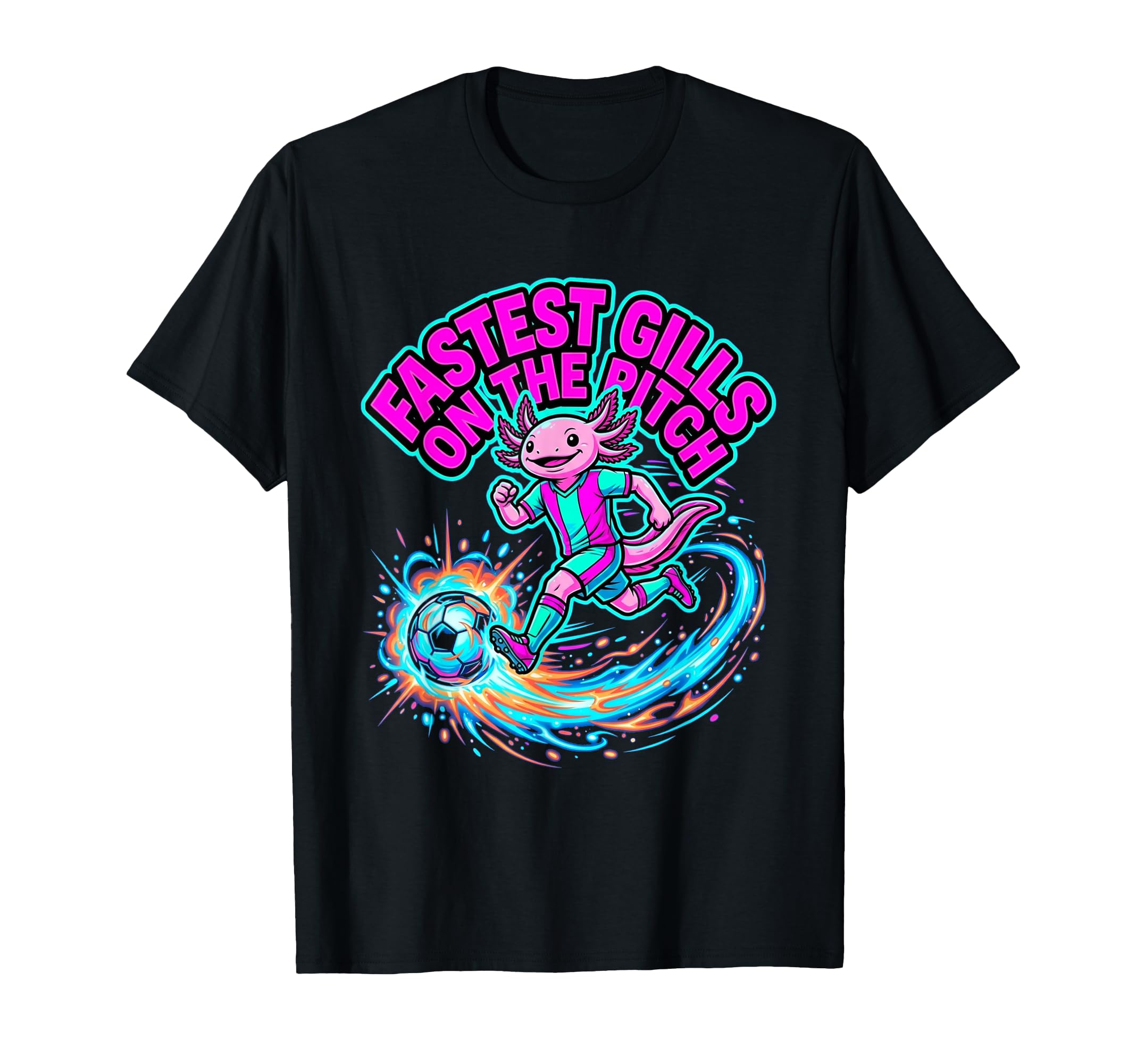 Fastest Gills Pitch Axolotl Soccer T-Shirt - Unique Graphic for Adults