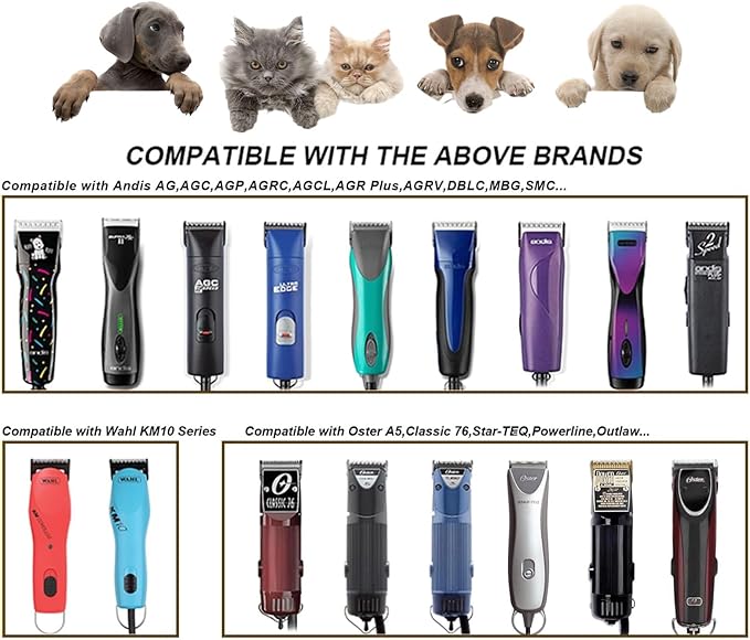 4F Blades Dog Grooming Blades Compatible with Andis/Oster A5/Wahl KM-10 Series Dog Clippers,Detachable Clipper Replacement Blade,Black(4FC/3PCS)