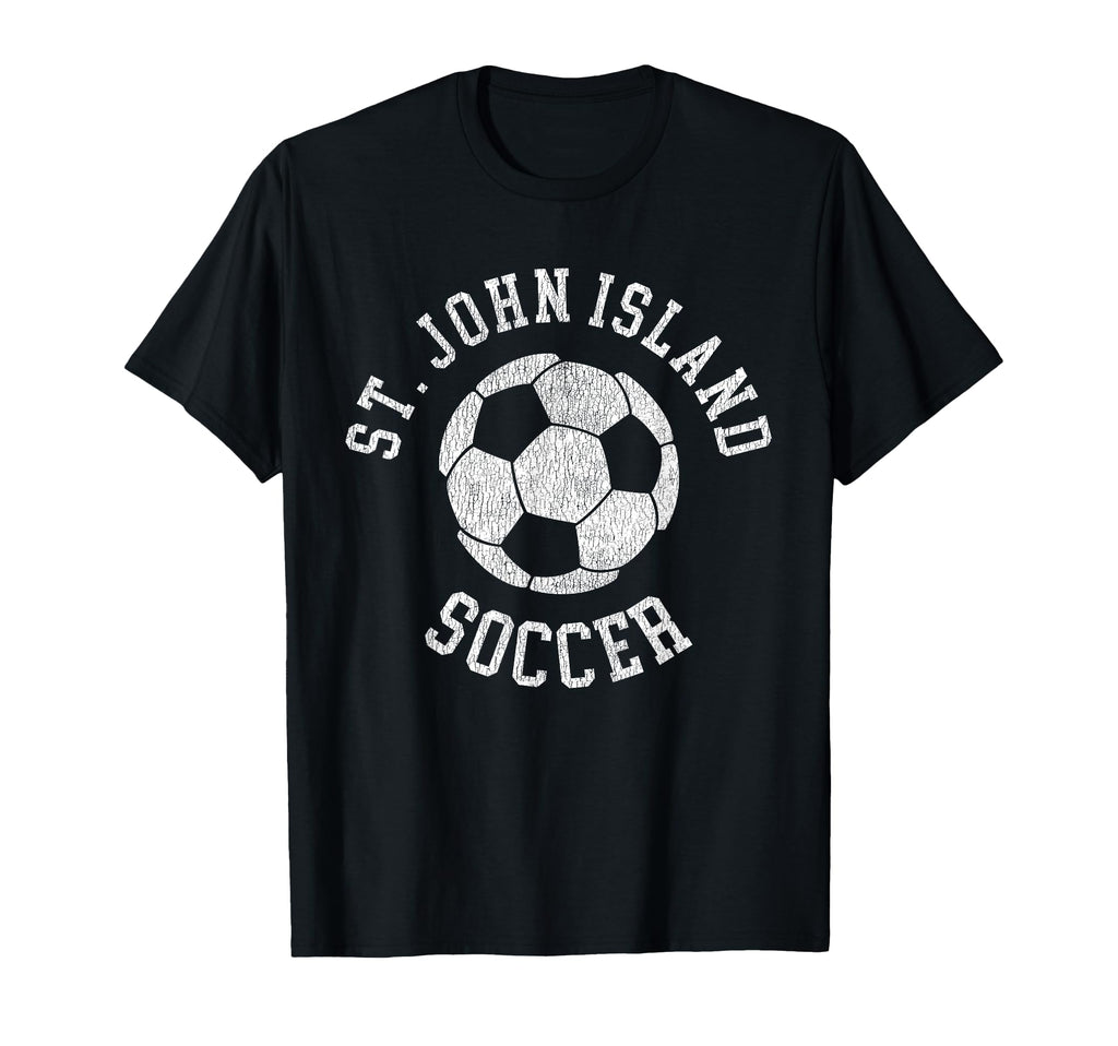 St John Island Soccer Distressed 90S T-Shirt - Aesthetic Graphic Unisex