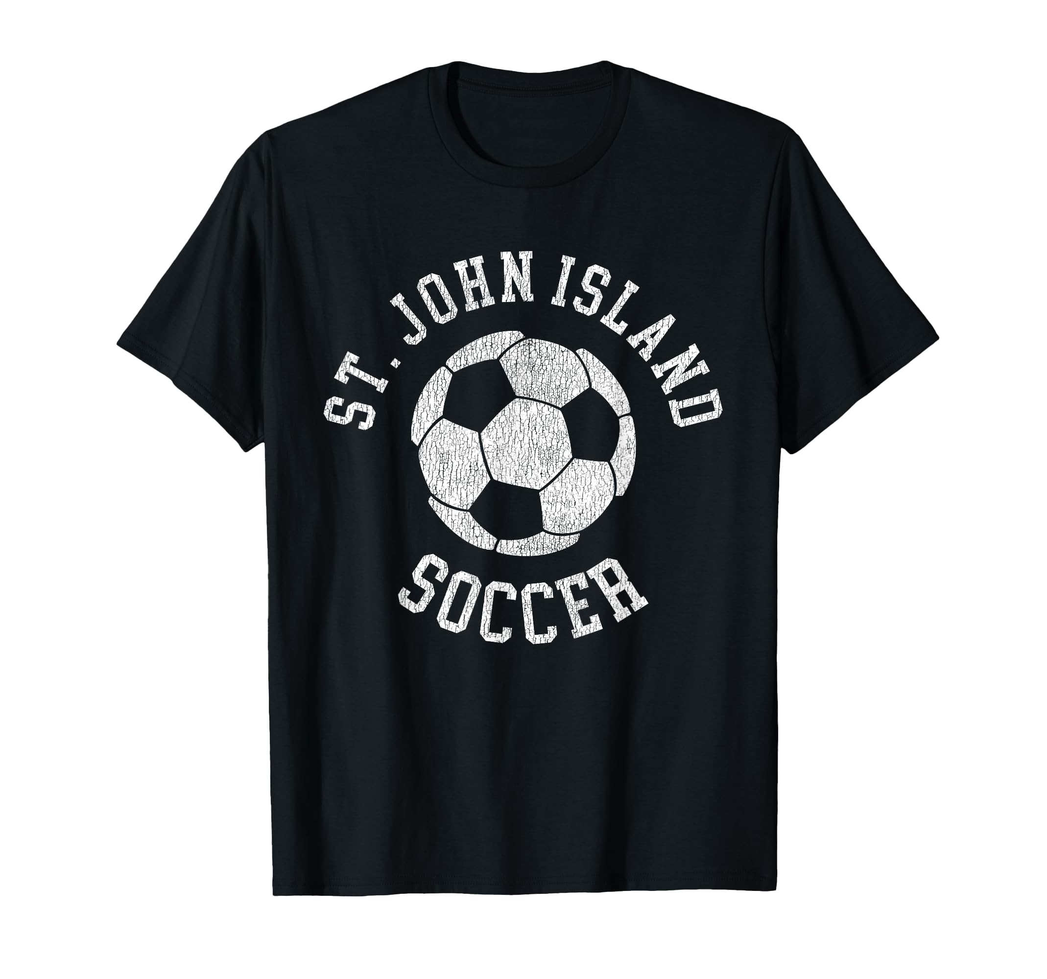 St John Island Soccer Distressed 90S T-Shirt - Aesthetic Graphic Unisex