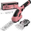 SOYUS Cordless Hedge Trimmer, 2 in 1 Electric Hedge Trimmers & Grass Shears, 7.2V Lightweight Shrub Trimmer Cordless with Battery and Charger, Ideal for Garden, Yard and Lawn - Pink
