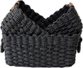 Paper rope Small Storage baskets for Organizing,Cute woven Little basket for Home，Shelves, Bathroom,Decorative basket,Set of 3 (Black)