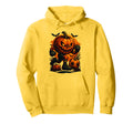 Halloween Pumpkin Showing Soccer Skills Hoodie - Aesthetic Graphic Unisex