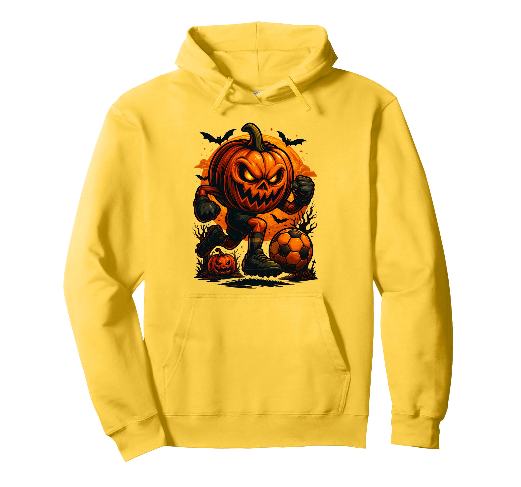 Halloween Pumpkin Showing Soccer Skills Hoodie - Aesthetic Graphic Unisex
