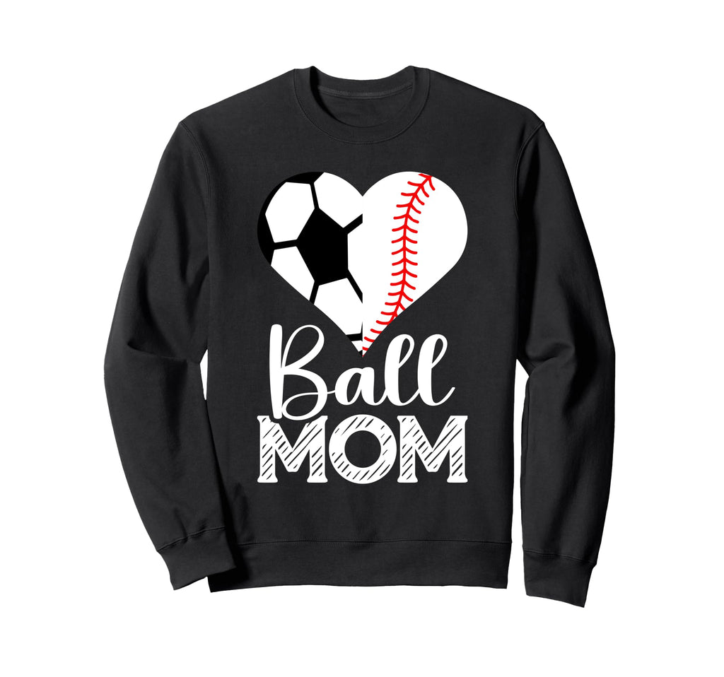 Ball Mom Soccer Baseball Heart Sweatshirt - Casual Everyday Wear Unisex