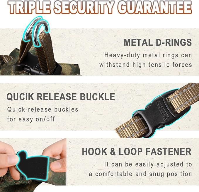 Dog Harness Step in Dog Vest Harness, Reflective Adjustable Puppy No Pull Harness Breathable Soft for Small and Medium Dogs Cats, Camo, S