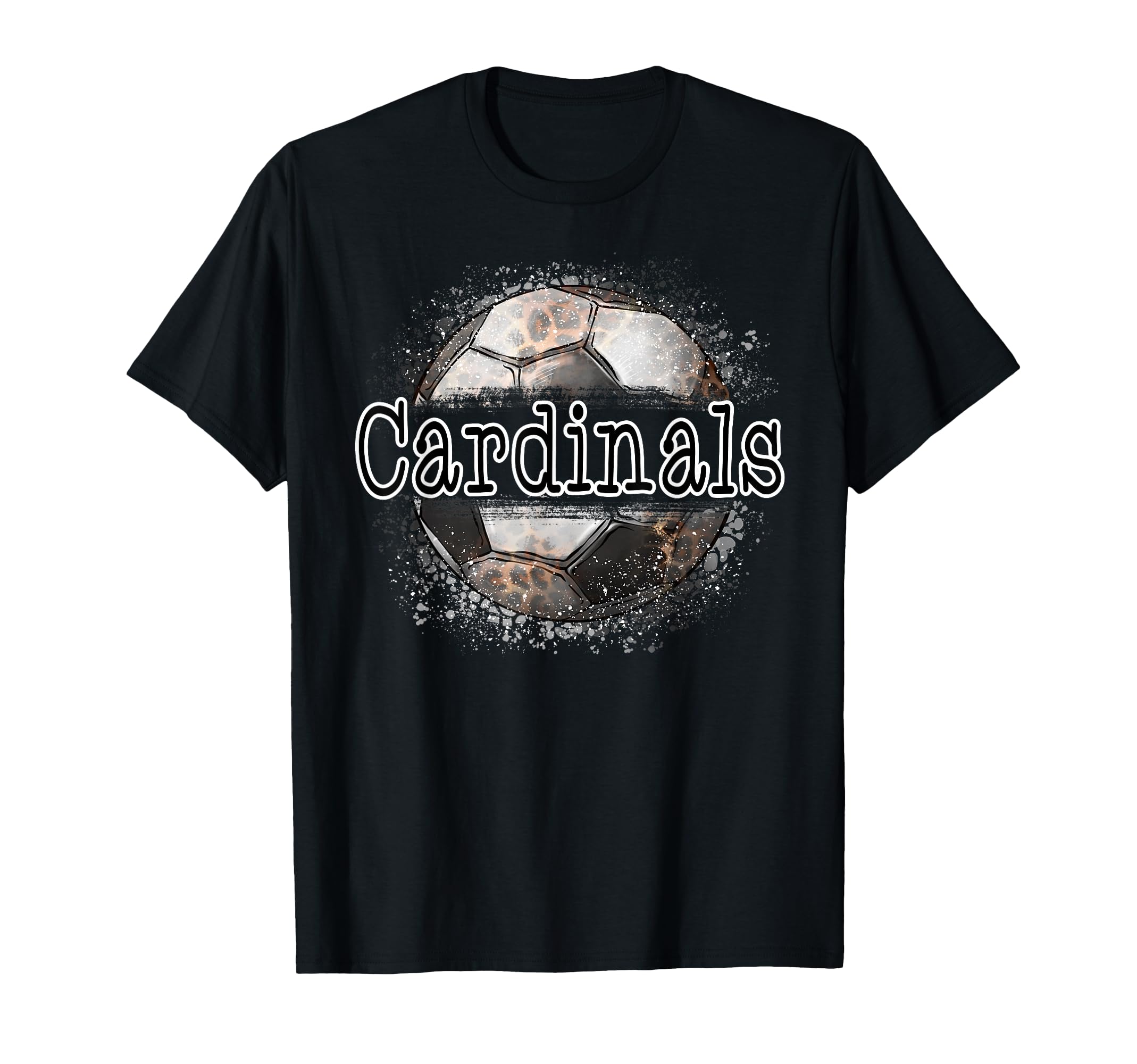 Cardinals Soccer Leopard Splatter T-Shirt - Minimalist Print for Adults