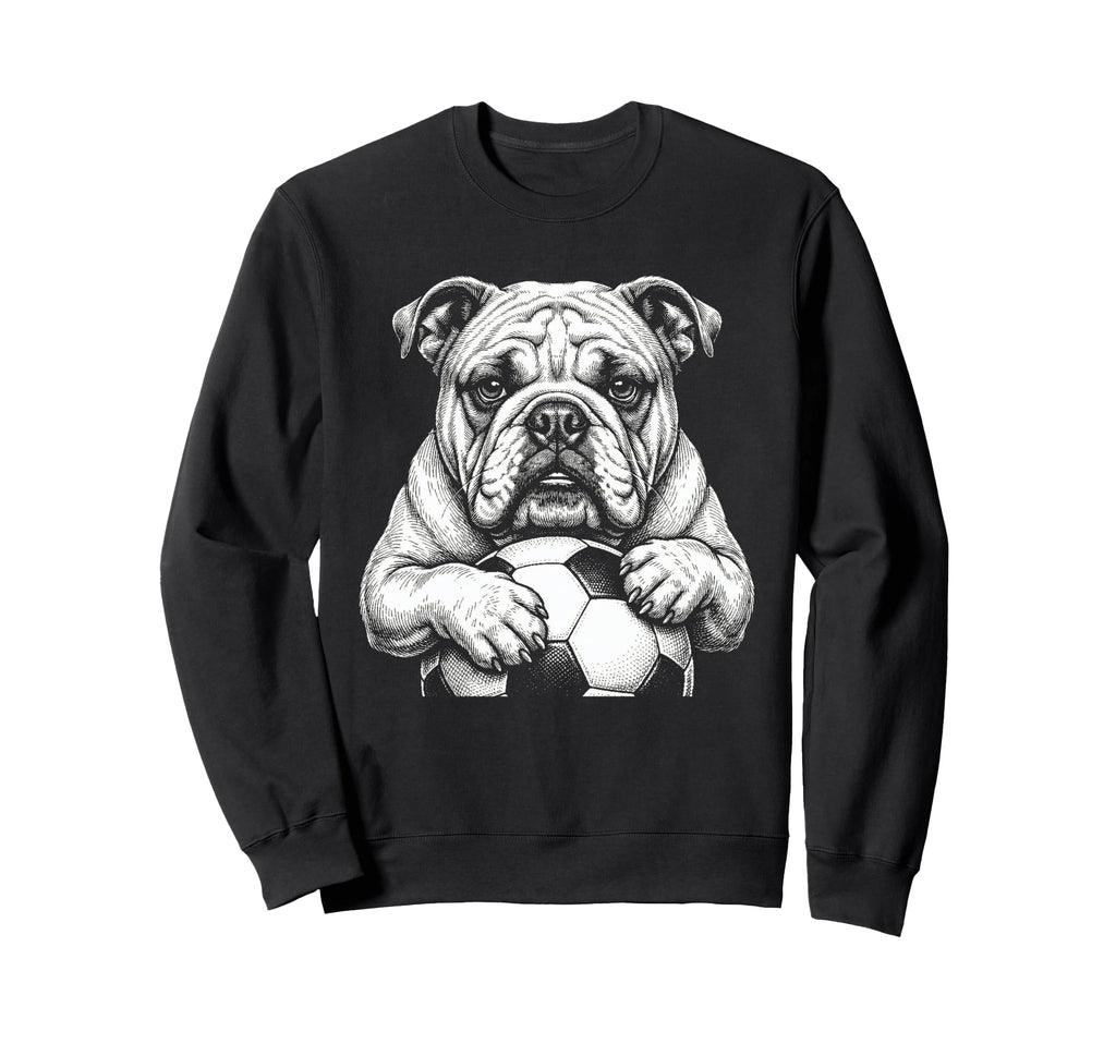 English Bulldog Soccer Player Line Art Sweatshirt - Novelty Apparel Unisex