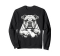 English Bulldog Soccer Player Line Art Sweatshirt - Novelty Apparel Unisex