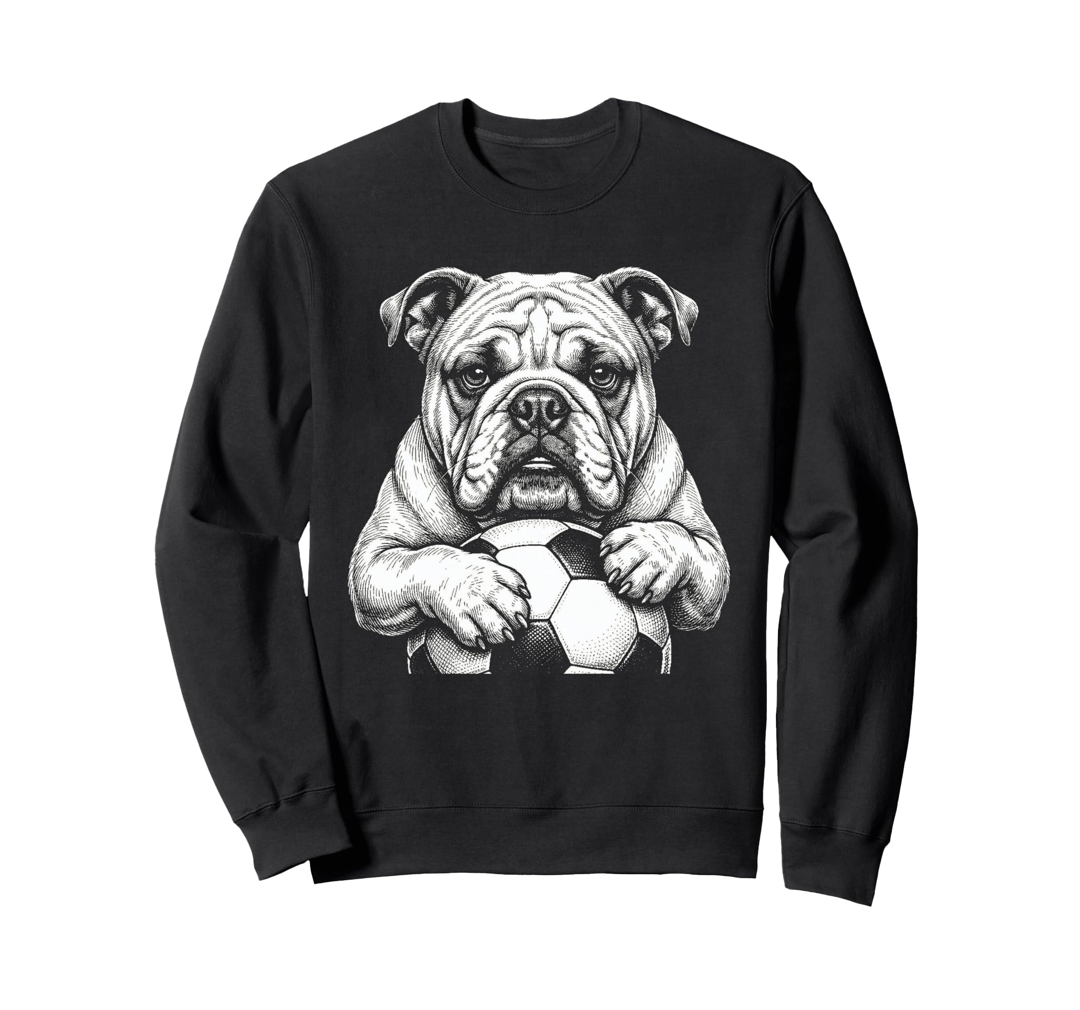 English Bulldog Soccer Player Line Art Sweatshirt - Novelty Apparel Unisex