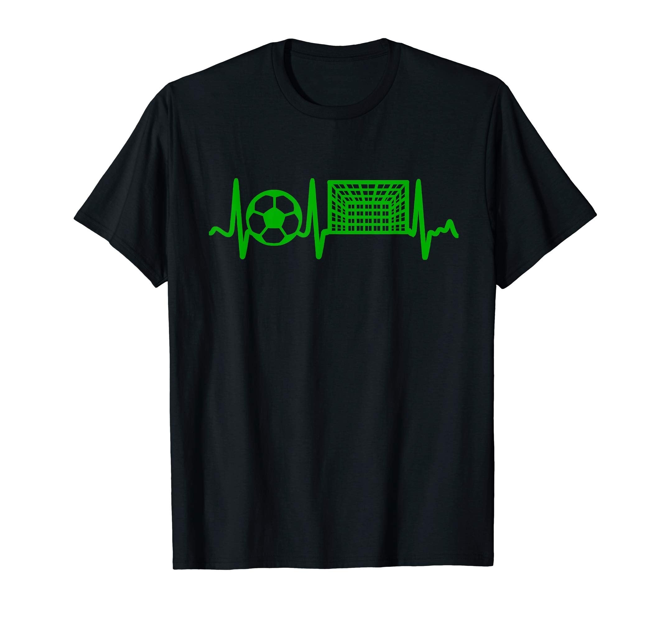 Green Soccer Heartbeat Goal And T-Shirt - Casual Everyday Wear Unisex