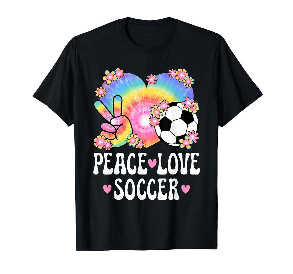 Peace Love Soccer Lover 60S 70S Hippie T-Shirt - Trendy Graphic for Adults