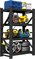 Garage Shelving Unit, 4 Tier Heavy Duty Racks, Easy Assembly, Metal Racks with Adjustable Shelves, 3000 LBS Load Capacity,for Warehouse,Basement (Black, 19.7" D x 31.5" W x 63" H)