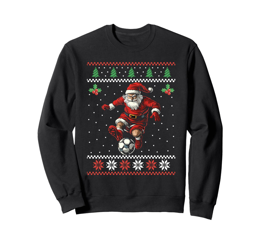 Santa Plays Soccer Ugly Sweatshirt - Unique Graphic for Adults
