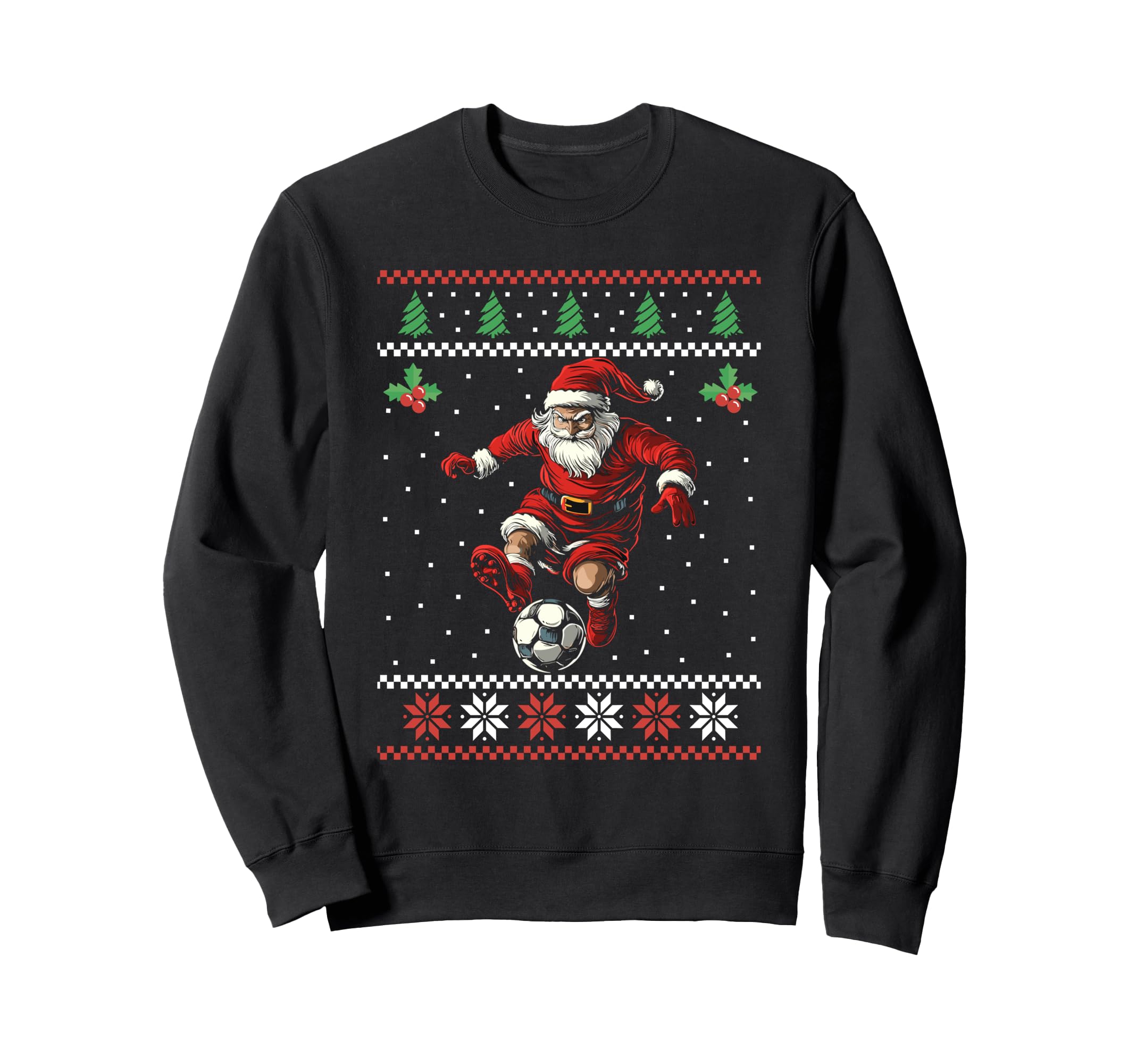 Santa Plays Soccer Ugly Sweatshirt - Unique Graphic for Adults