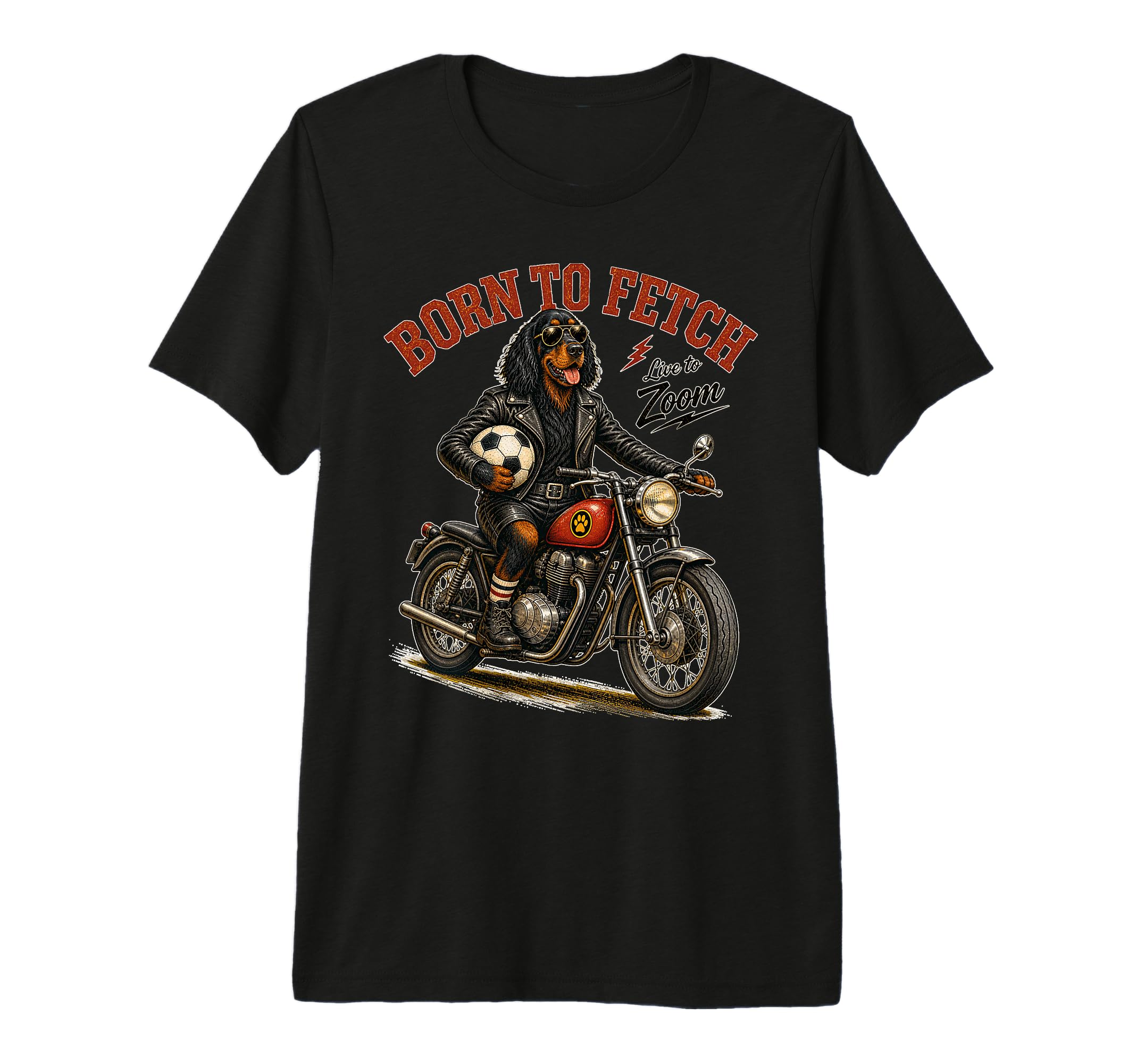 Gordon Setter Motorbike Love Footbal T-Shirt - Custom Art Print Men Women