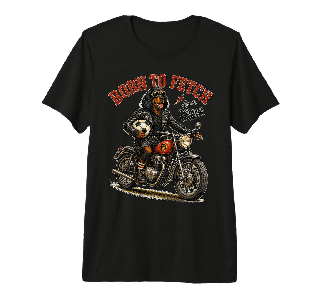 Gordon Setter Motorbike Love Footbal T-Shirt - Aesthetic Graphic Unisex