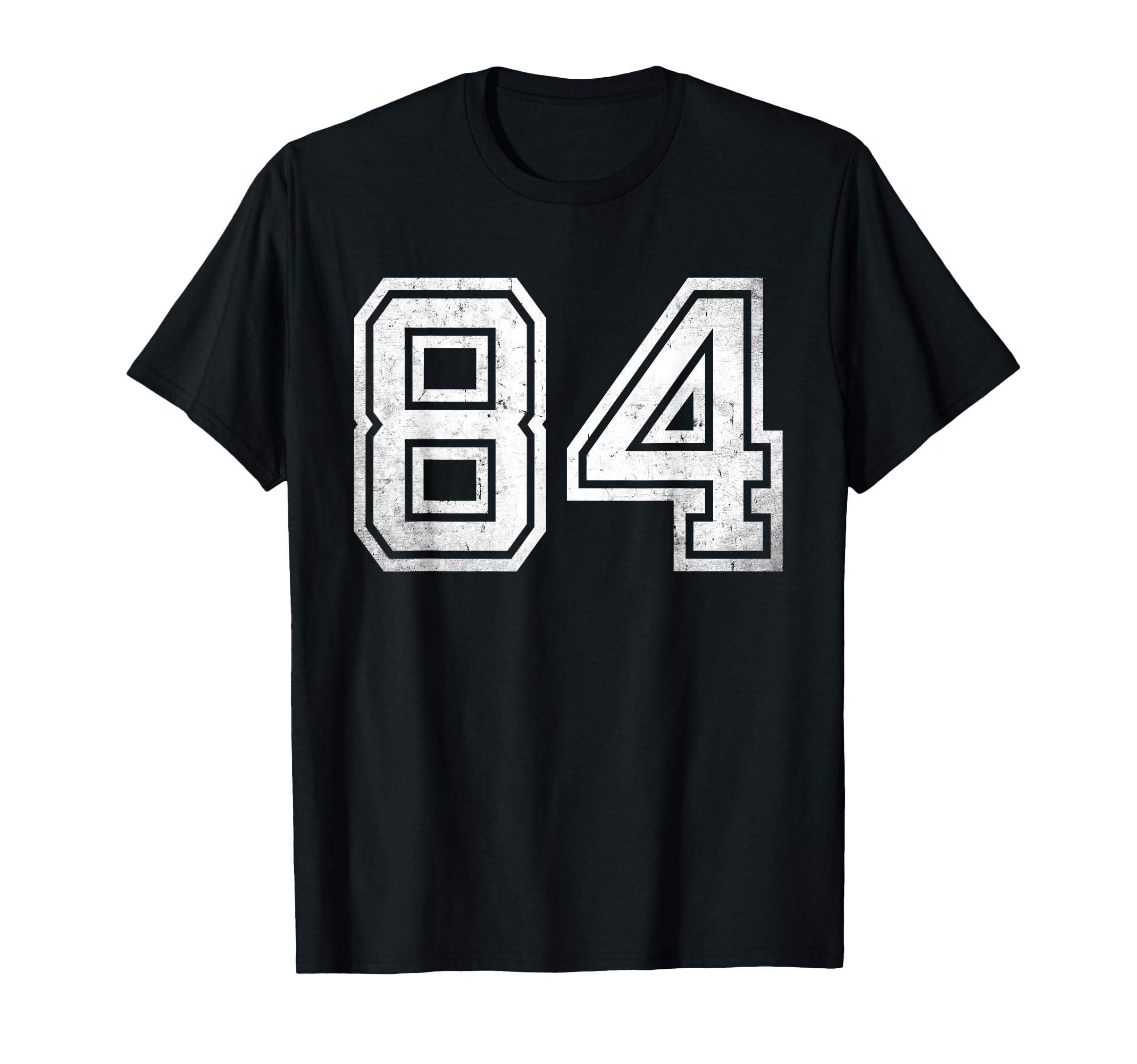 Distressed Number 84 White Sport Number T-Shirt - Trendy Graphic Unisex