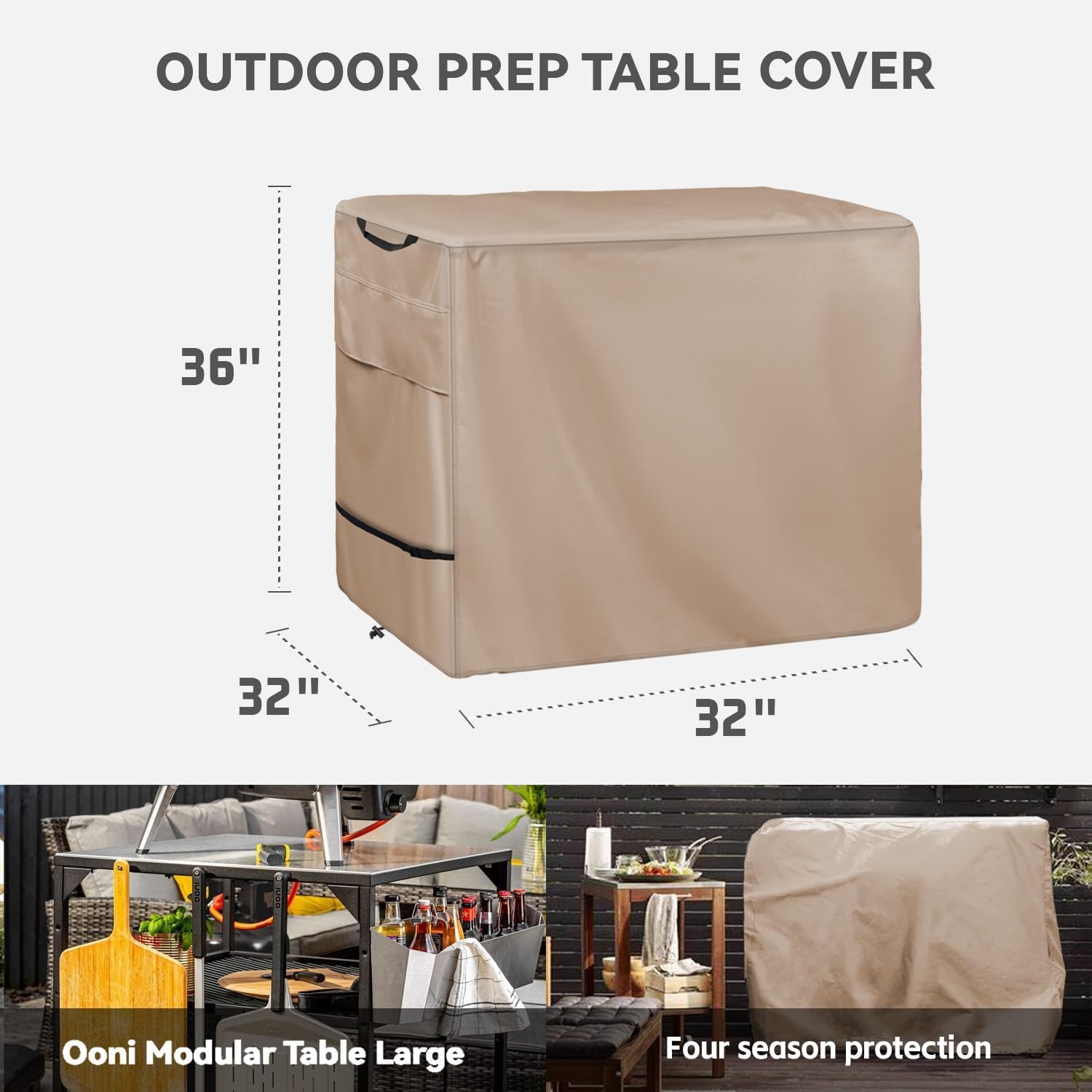 Outdoor Pizza Oven Table Cover - Heavy Duty Waterproof Cover for Ooni Large Table,Khaki
