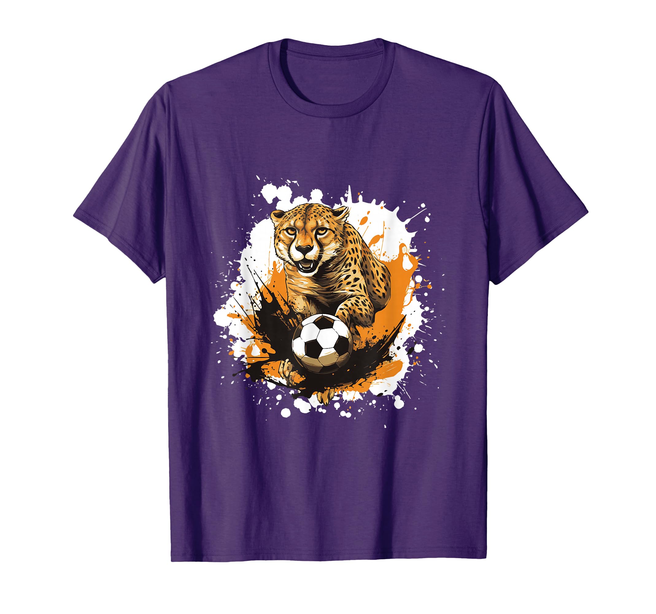 Cheetah Playing Soccer Funny Animal T-Shirt - Minimalist Print Unisex