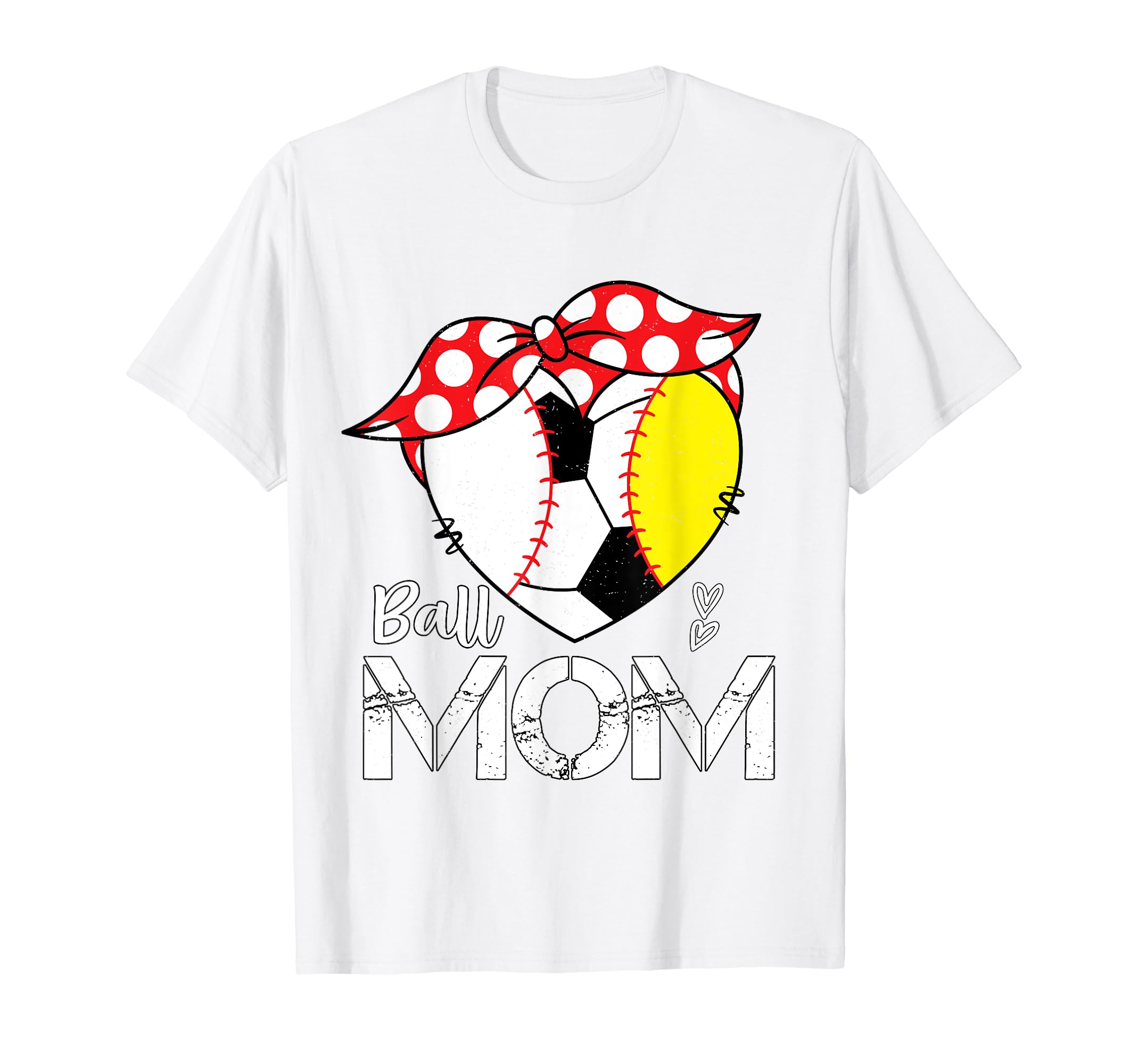 Ball Mom Heart Funny Baseball Soccer T-Shirt - Aesthetic Graphic Men Women
