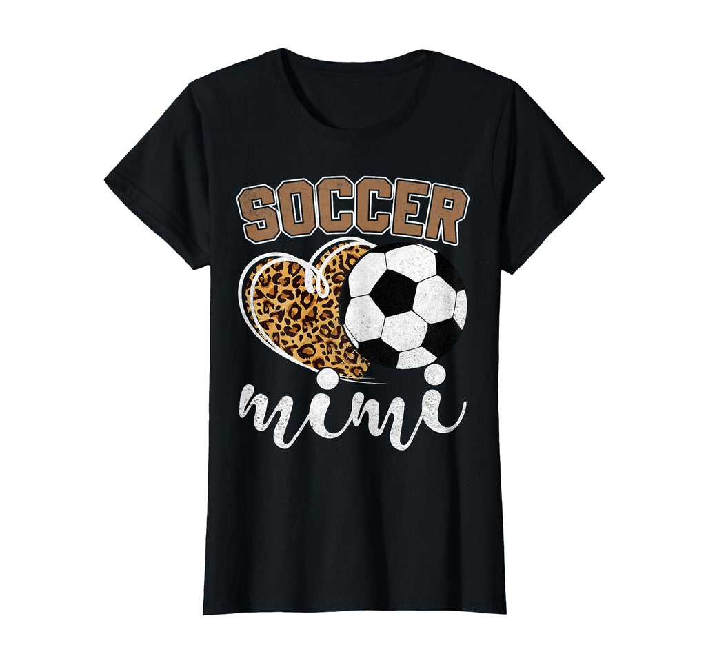 Soccer Mimi Leopard Heart Mom Grandma T-Shirt - Graphic Print for Adults