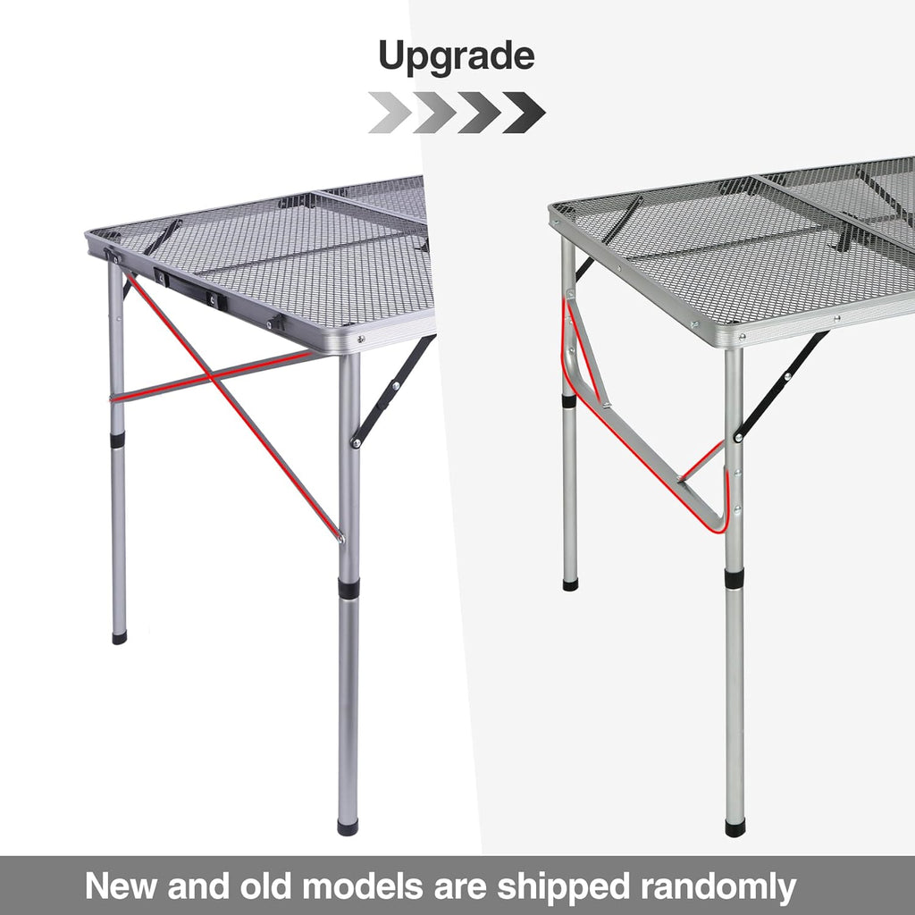 REDCAMP Folding Portable Grill Table for Outside, Lightweight Aluminum Metal Grill Stand Table for Camping Cooking BBQ RV Picnic,Easy to Assemble with Adjustable Heights Legs,Silver 32”x32”