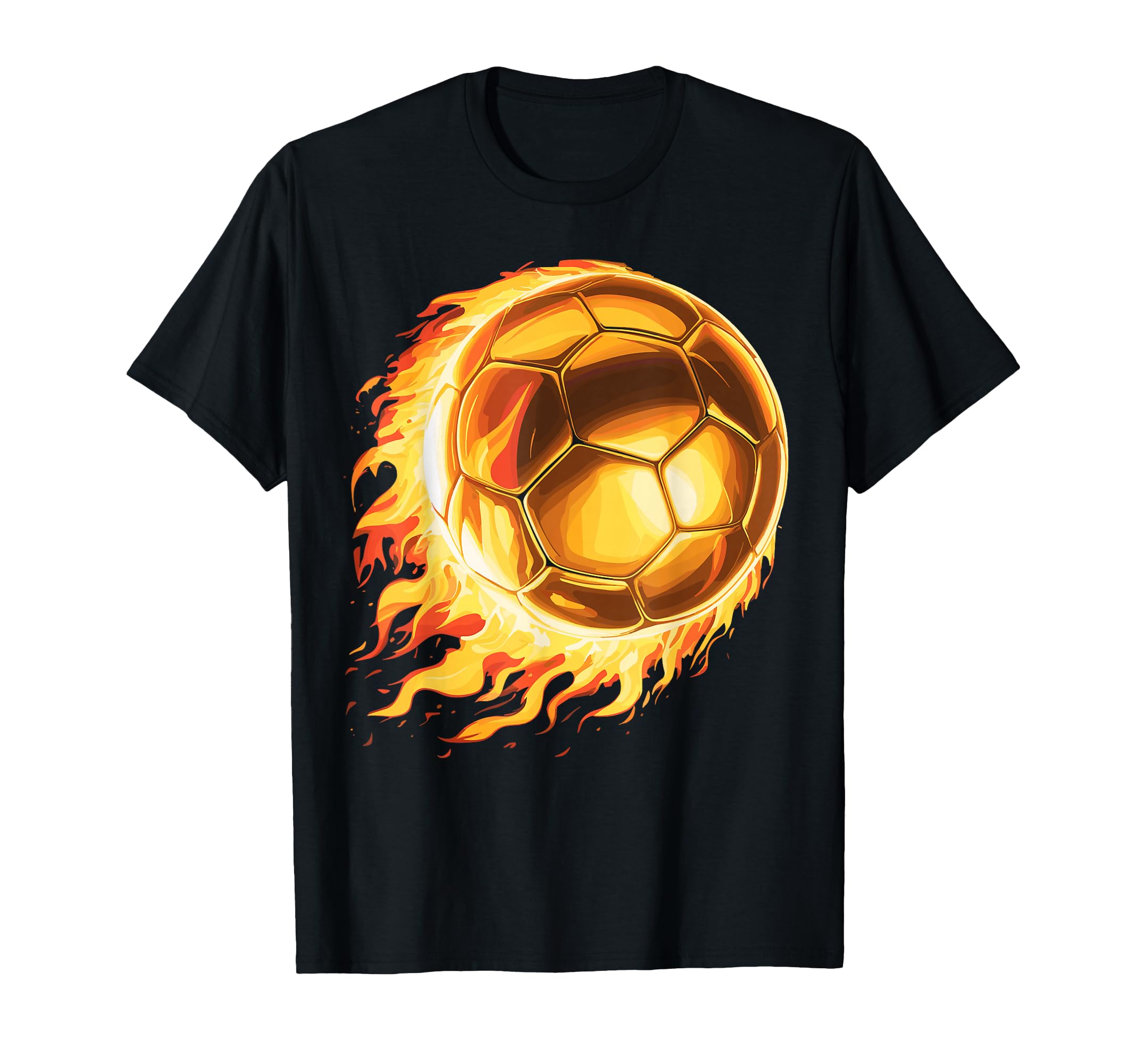 Soccer Football Ball Fire Soccer Player T-Shirt - Novelty Apparel Unisex
