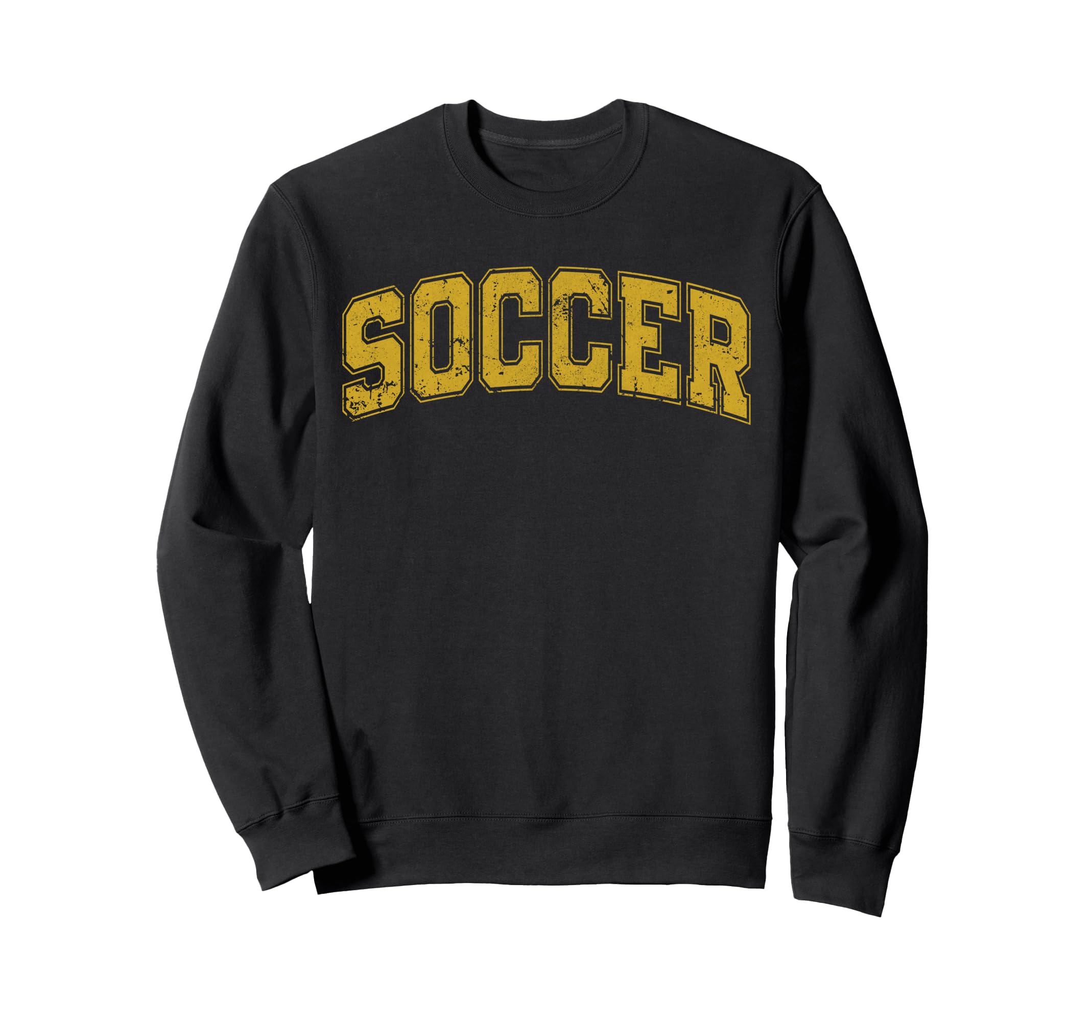 Soccer Varsity Yellow Text Sweatshirt - Novelty Apparel Unisex