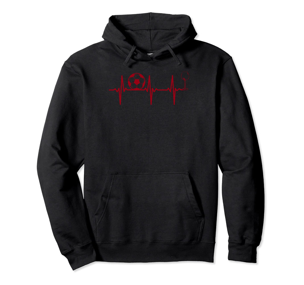 Soccer Player Soccer Wine Heartbeat Hoodie - Unique Graphic Men Women