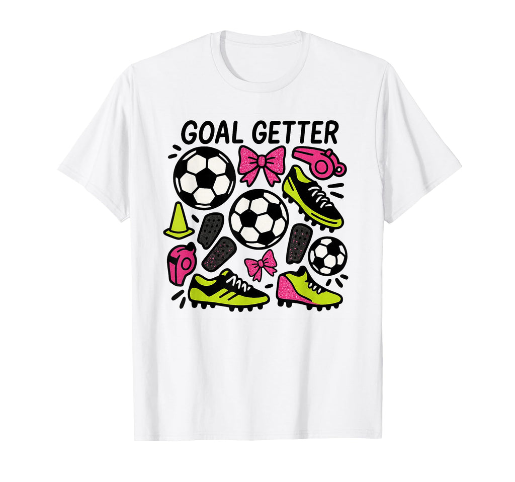 Goal Getter Coquette Soccer Bows And T-Shirt - Casual Everyday Wear Unisex