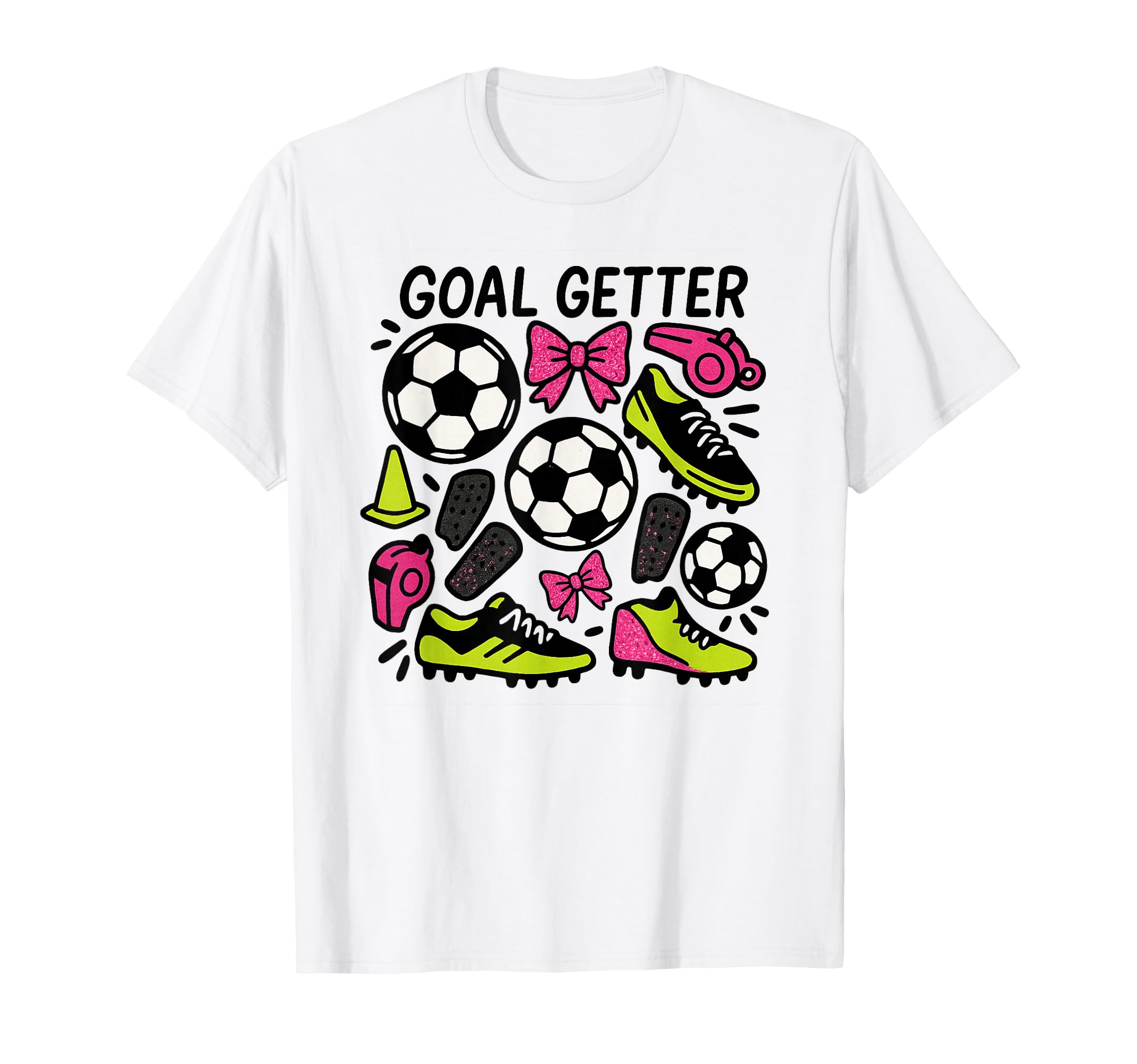 Goal Getter Coquette Soccer Bows And T-Shirt - Casual Everyday Wear Unisex