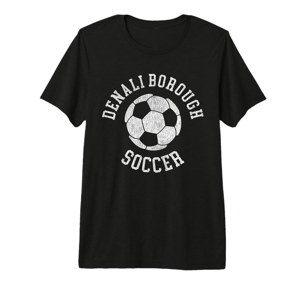 Denali Borough Soccer Distressed 90S T-Shirt - Trendy Graphic for Adults