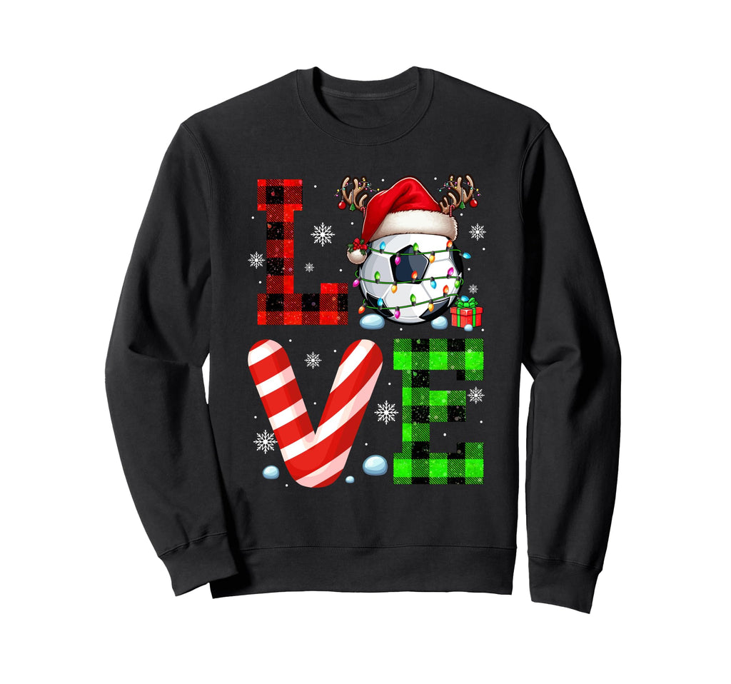 Love Costume Soccer Santa Reindeer Sweatshirt - Trendy Graphic Unisex