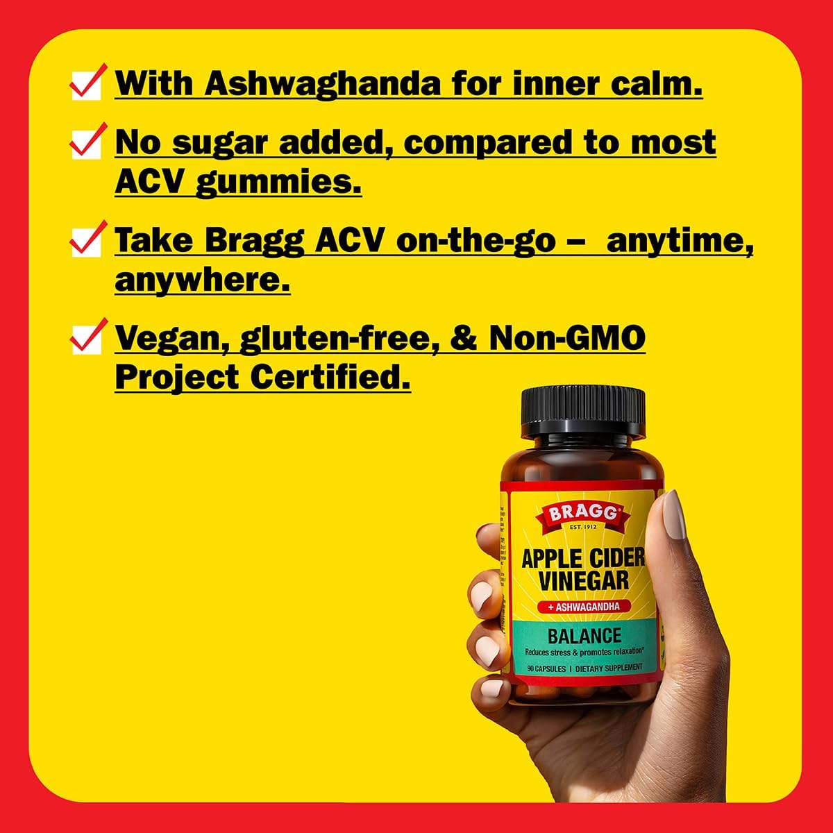 Bragg - Balance - Apple Cider Vinegar & Ashwagandha Capsules, 90 ct.
