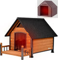 Dog House with Insulated Liner, Waterproof Dog Kennel for Small to Large Sized Dogs, Outdoor Doghouse 100% Insulated Puppy Shelter with Elevated Floor for Winter(Brown)