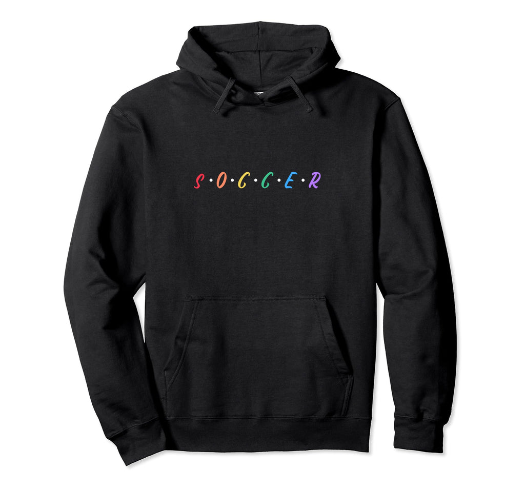 Rainbow Soccer Player Lettering Futbol Hoodie - Unique Graphic for Adults