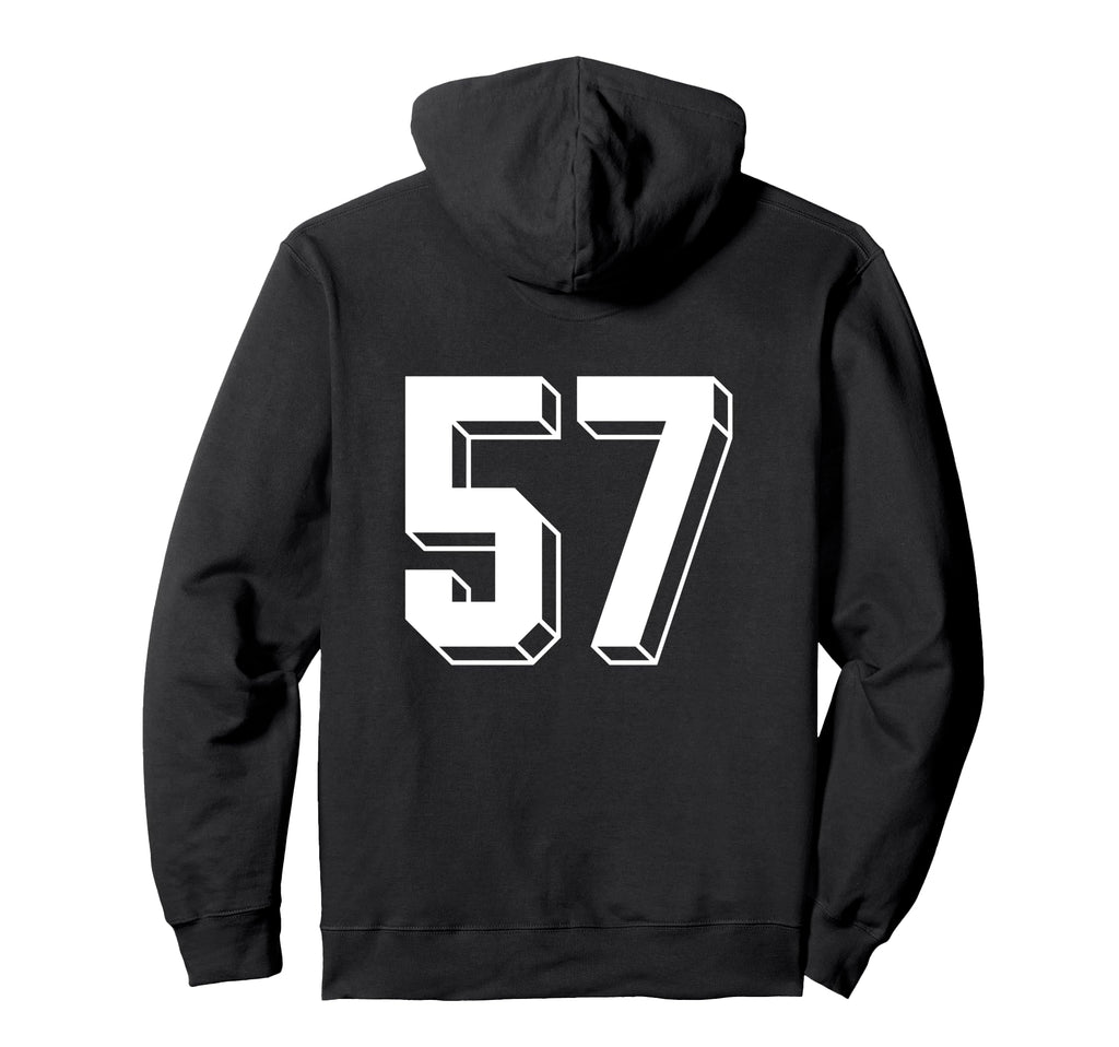 Number 57 Backside 80S 90S Team Jersey Hoodie - Unique Graphic Unisex