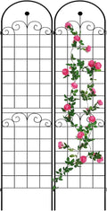 2 Pack Metal Garden Trellis 86.7" H Garden Fence Rustproof Trellis for Climbing Plants Support Roses Flower Outdoor Lawn Black