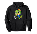 Kawaii Dinosaur Playing Soccer Hoodie - Casual Everyday Wear for Adults
